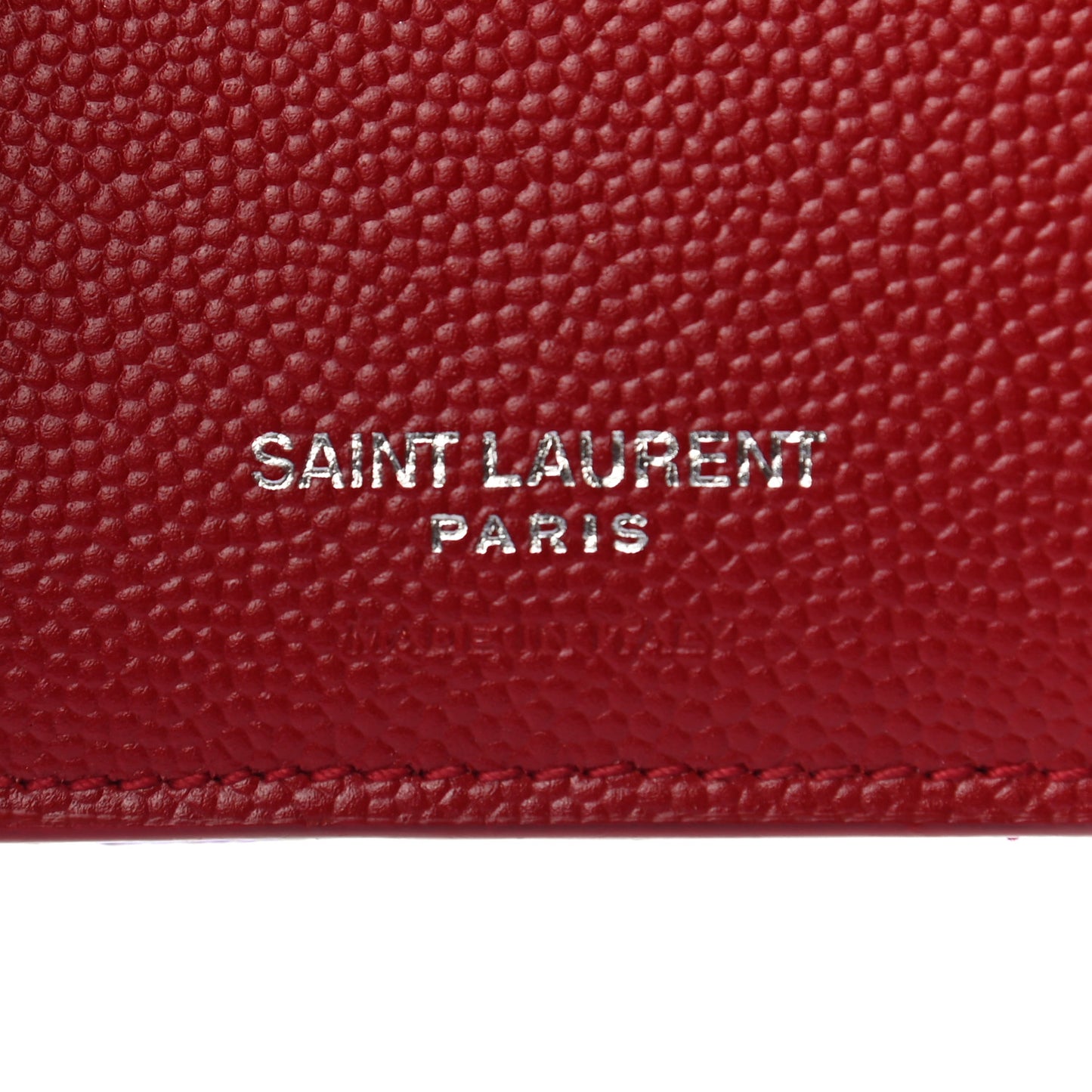 Grain De Poudre Matelasse Chevron Monogram Compact Tri Fold Wallet Red