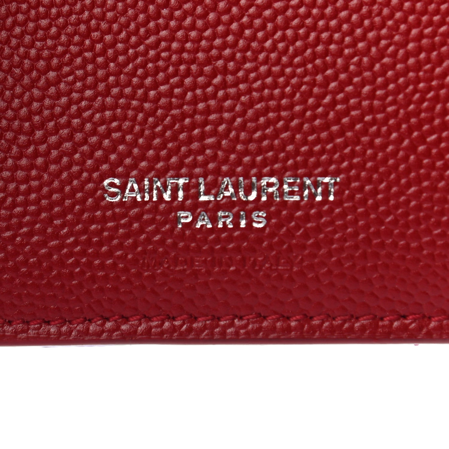 Saint Laurent Grain De Poudre Matelasse Chevron Monogram Compact Tri Fold Wallet Red 6 of 8