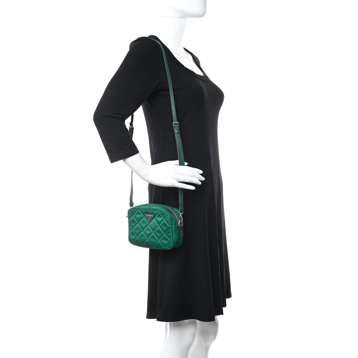 Nylon Tessuto Impuntu Quilted Crossbody Bag Oleandro