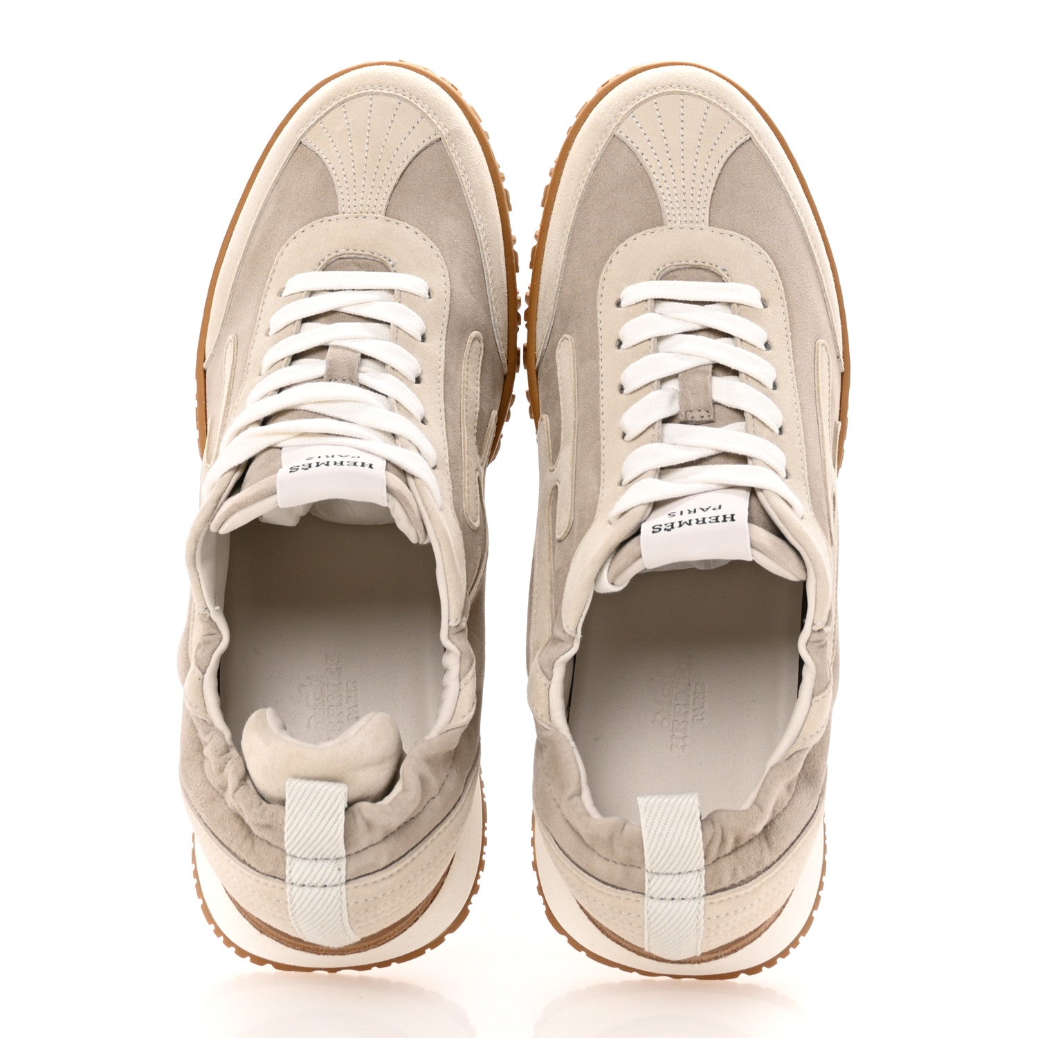Hermes Suede Goatskin Mens Jet Sneakers 38.5 Beige Esquisse Glaise