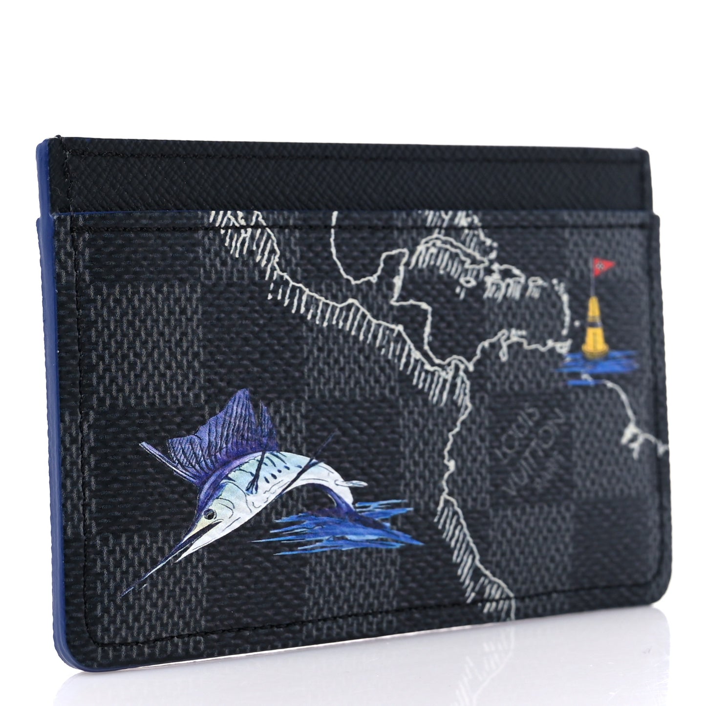 Damier Graphite World Map Porte Cartes Simple