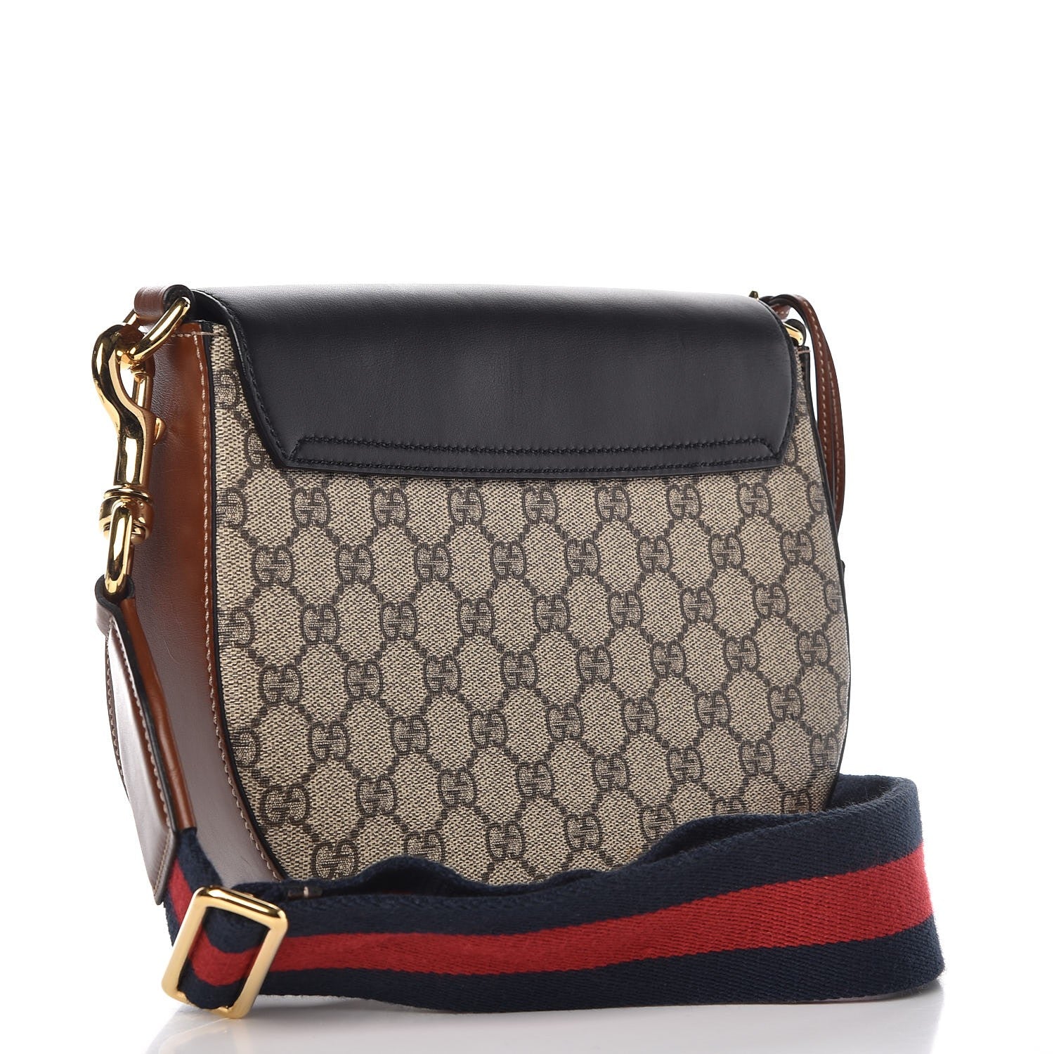 Gucci GG Supreme Monogram Web Medium Padlock Messenger Shoulder Bag Black 3 of 7