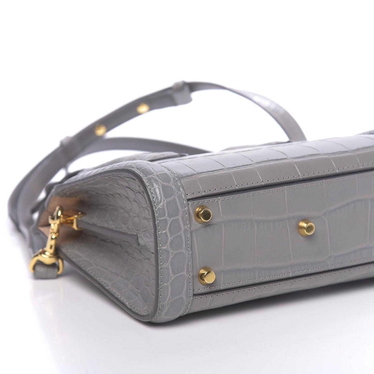 Calfskin Crocodile Embossed Mini Heroine 21 Smog