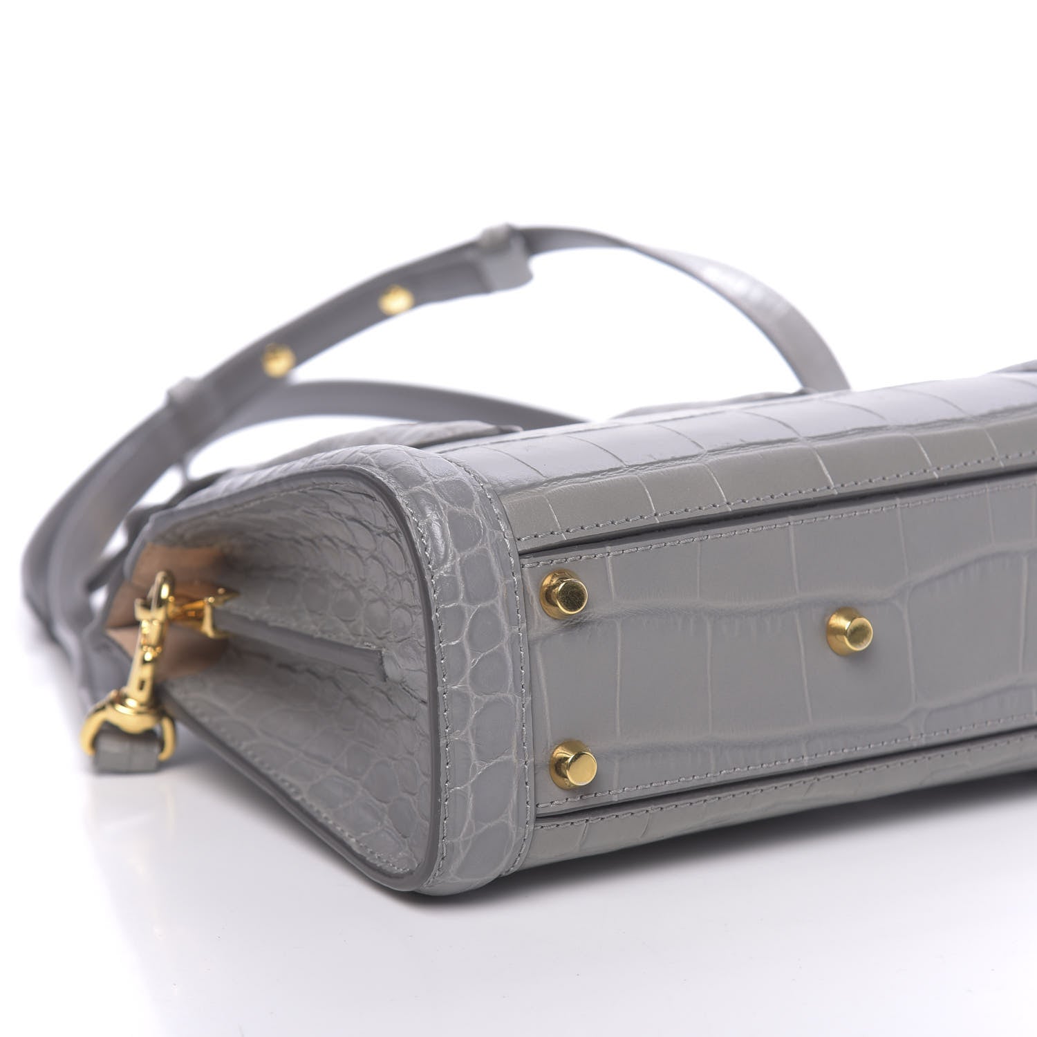 Alexander McQueen Calfskin Crocodile Embossed Mini Heroine 21 Smog 9 of 11