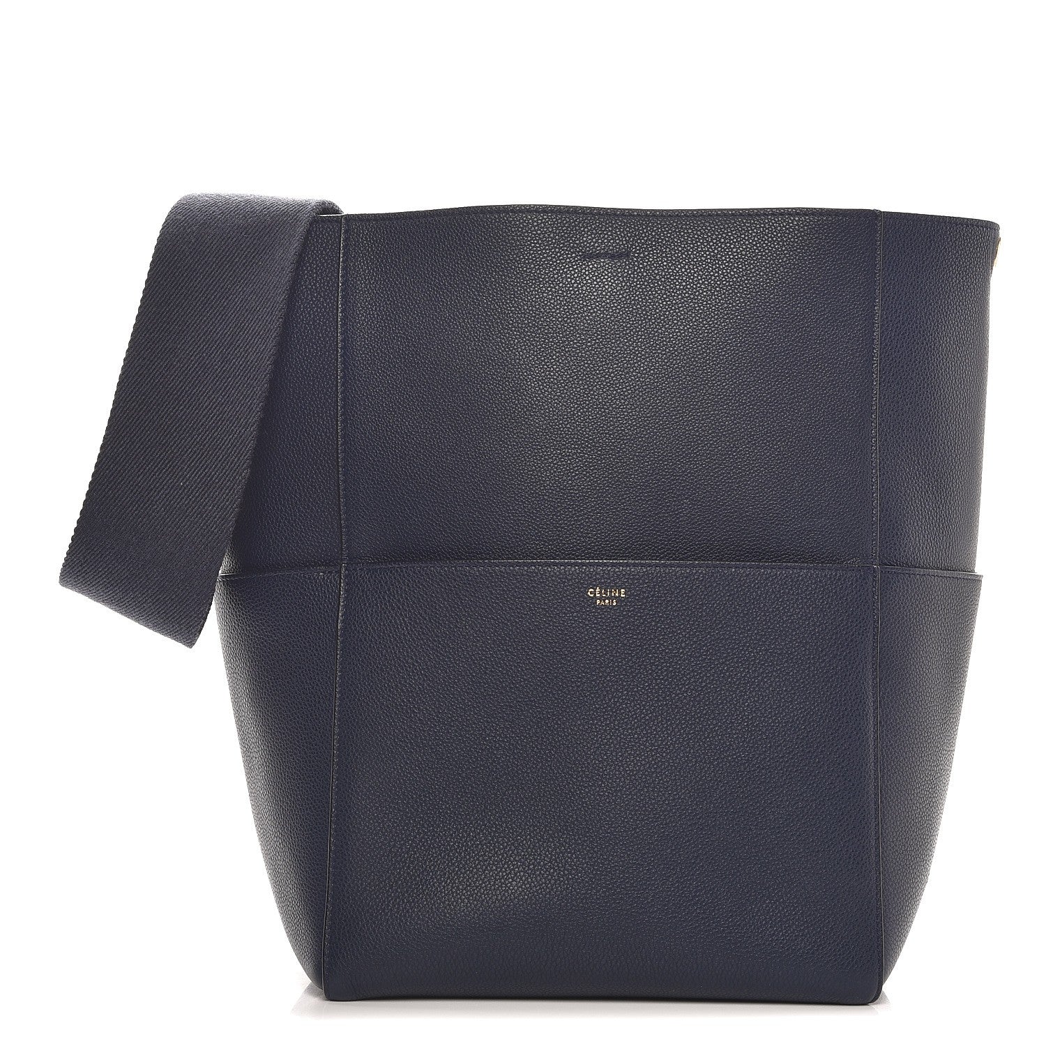 Celine Soft Grained Calfskin Sangle Bucket Bag Navy Blue 1 of 11