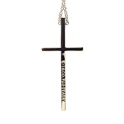 Tiffany 18K Yellow Gold Metro Cross Pendant Necklace 4 of 5