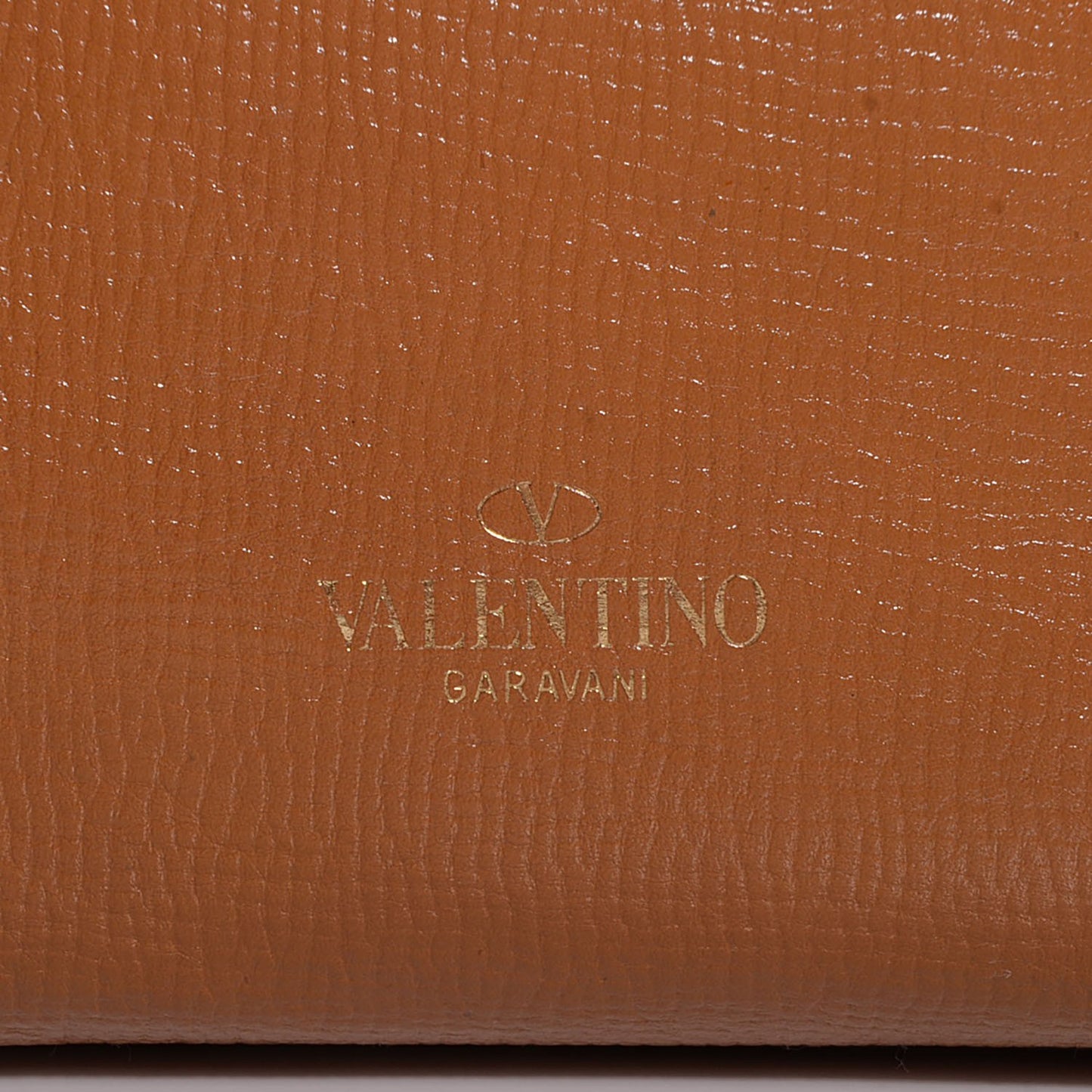 Textured Calfskin Rockstud Double Handle Tote Tan