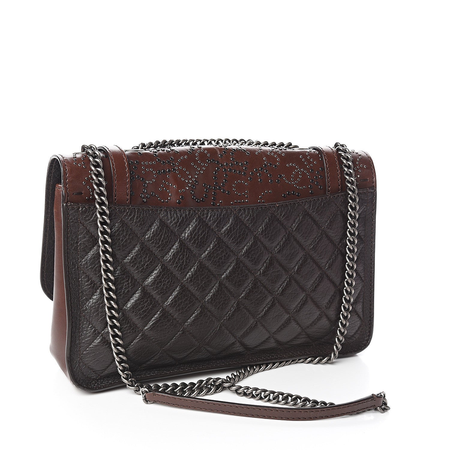Chanel Studded Calfskin Lambskin Paris Dallas Flap Brown Black 2 of 9