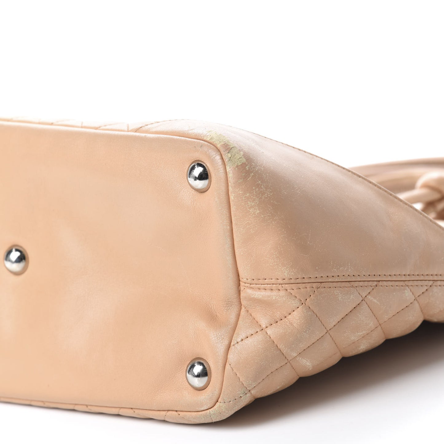 Calfskin Quilted Large Cambon Tote Beige
