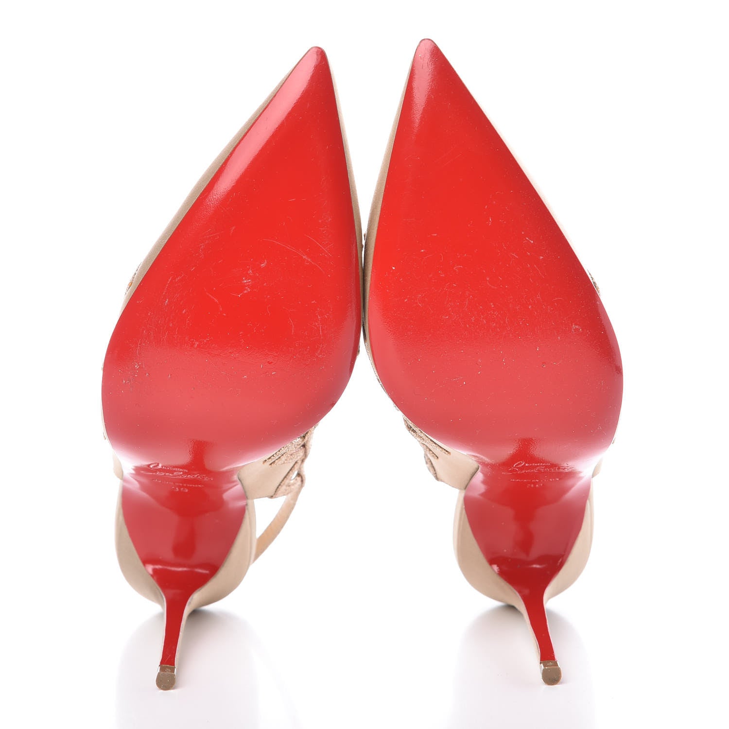 Christian Louboutin Crepe Satin Slingback 120 Pumps 39 Gold 5 of 7