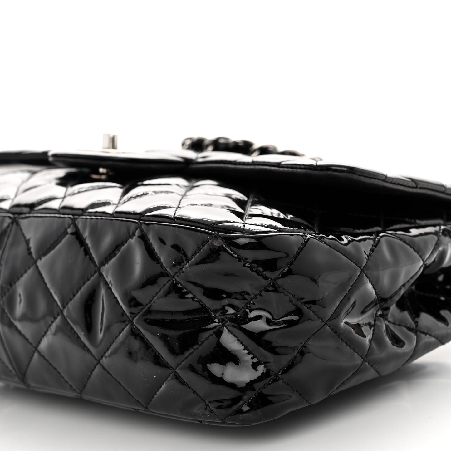 Patent Quilted Jumbo Single Flap Black