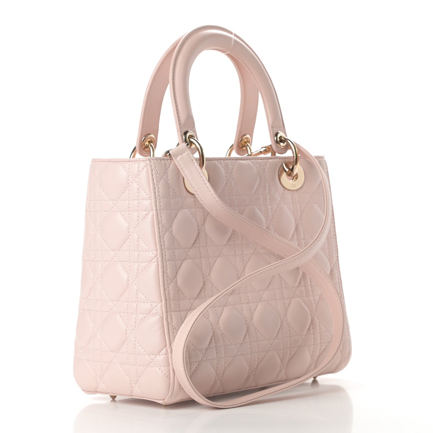 Christian Dior Lambskin Cannage Medium Lady Dior Light Pink 3 of 14