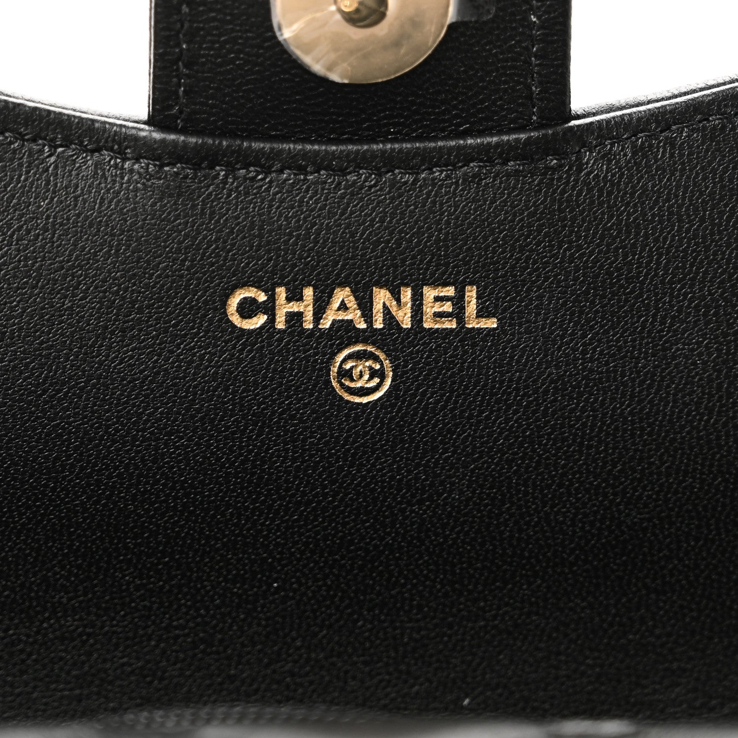Chanel Lambskin Quilted Flap Phone Holder With Chain Black Beige 6 of 12