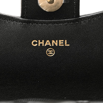 Chanel Lambskin Quilted Flap Phone Holder With Chain Black Beige 6 of 12