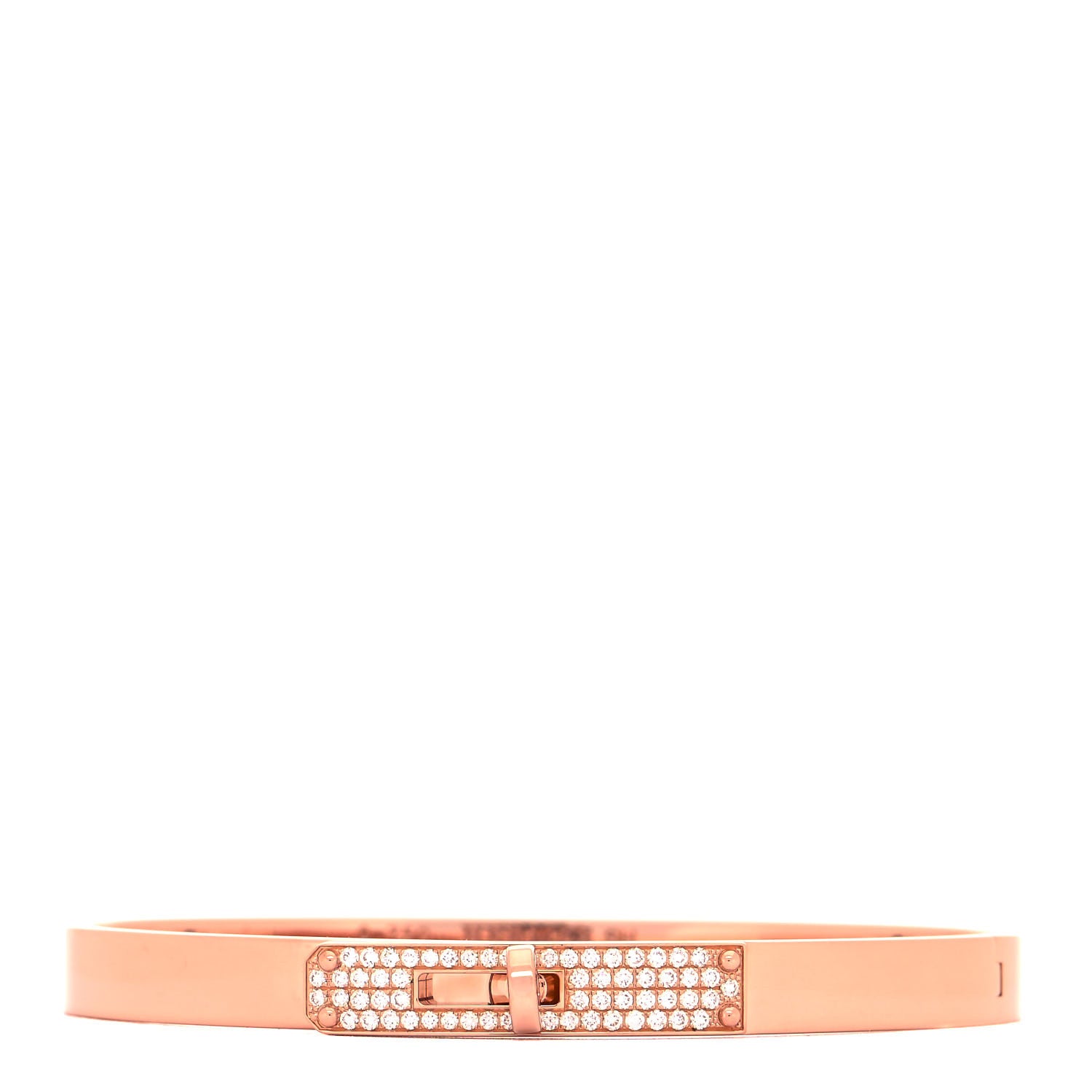 Hermes 18K Rose Gold Diamond PM Kelly Pave Bracelet SH 1 of 5