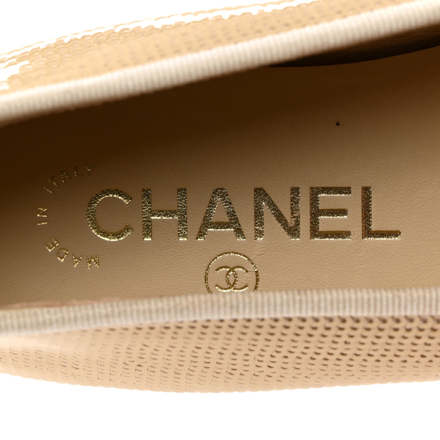 Sequin Grosgrain Cap Toe Ballerina Flats 37 Beige Black