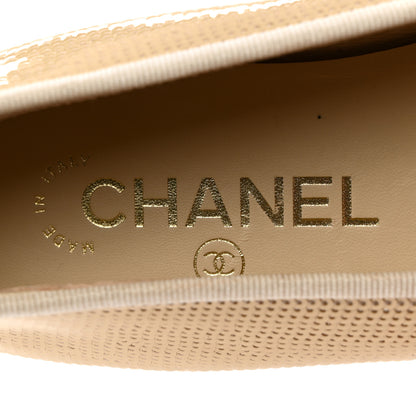 Chanel Sequin Grosgrain Cap Toe Ballerina Flats 37 Beige Black 6 of 9