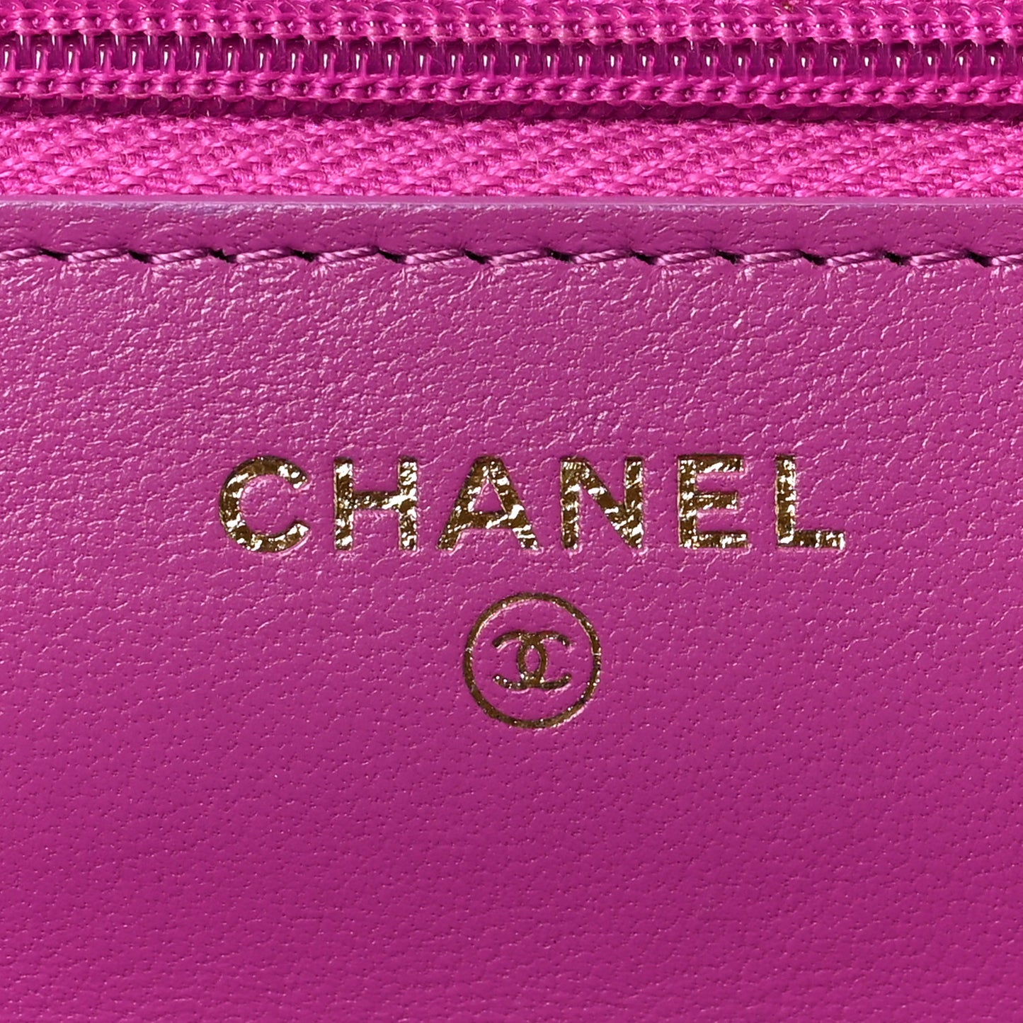 Lambskin Quilted Wallet On Chain WOC Dark Blue Pink