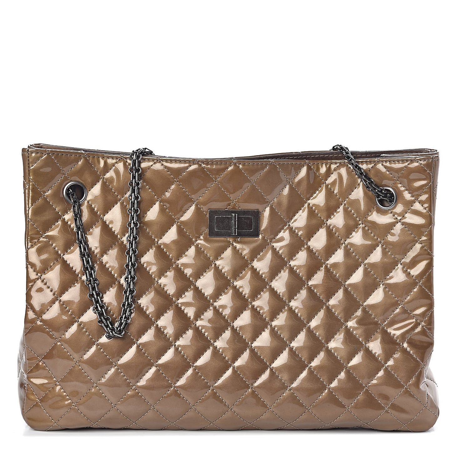 Patent Calfskin Quilted Reissue 2.55 Tote Khaki