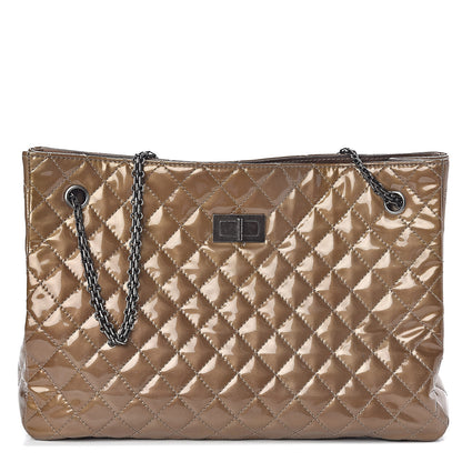 Chanel Patent Calfskin Quilted Reissue 2.55 Tote Khaki 1 of 11