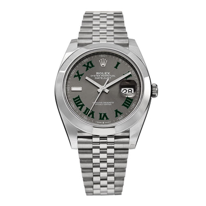 Rolex Stainless Steel 41mm Oyster Perpetual Wimbledon Datejust Watch Slate 126300 1 of 5