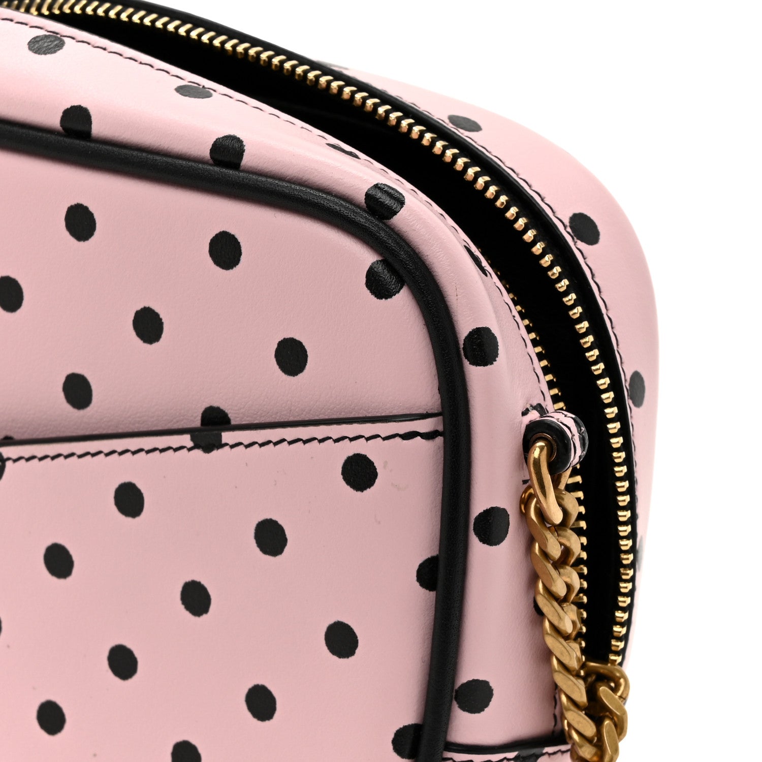Saint Laurent Calfskin Printed Polka Dot Mini Lou Camera Bag Pink Black 13 of 13