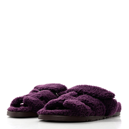 Hermes Woolskin Womens Chypre Sandals 37 Violet Fonce 3 of 9