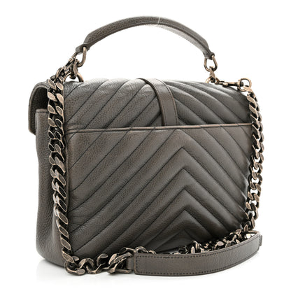 Saint Laurent Sheepskin Matelasse Chevron Monogram Medium College Bag Asphalt 3 of 11