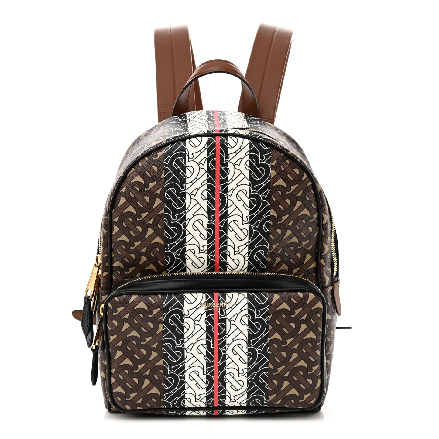 E-Canvas Monogram Stripe TB Backpack Bridle Brown
