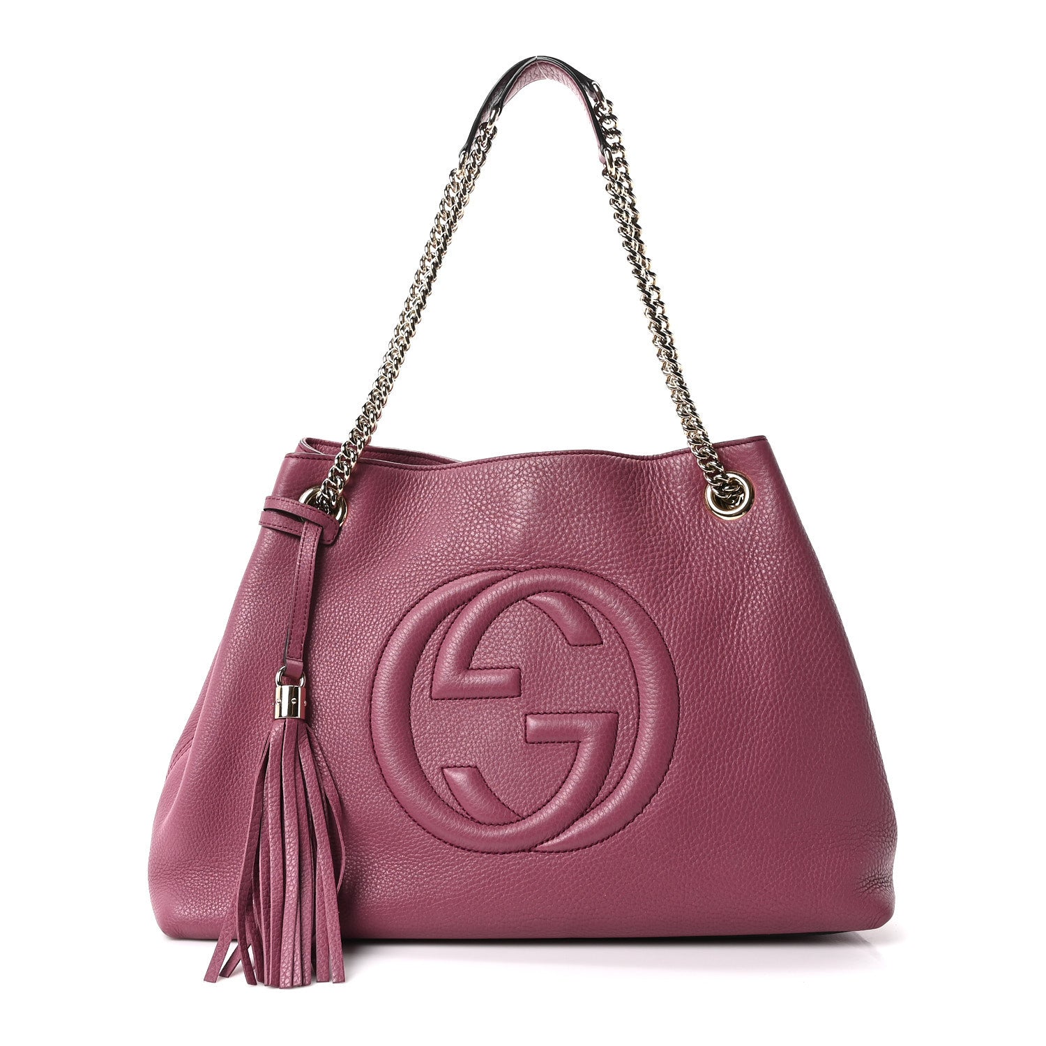 Gucci Pebbled Calfskin Medium Soho Chain Shoulder Bag Peonia Flower 1 of 10