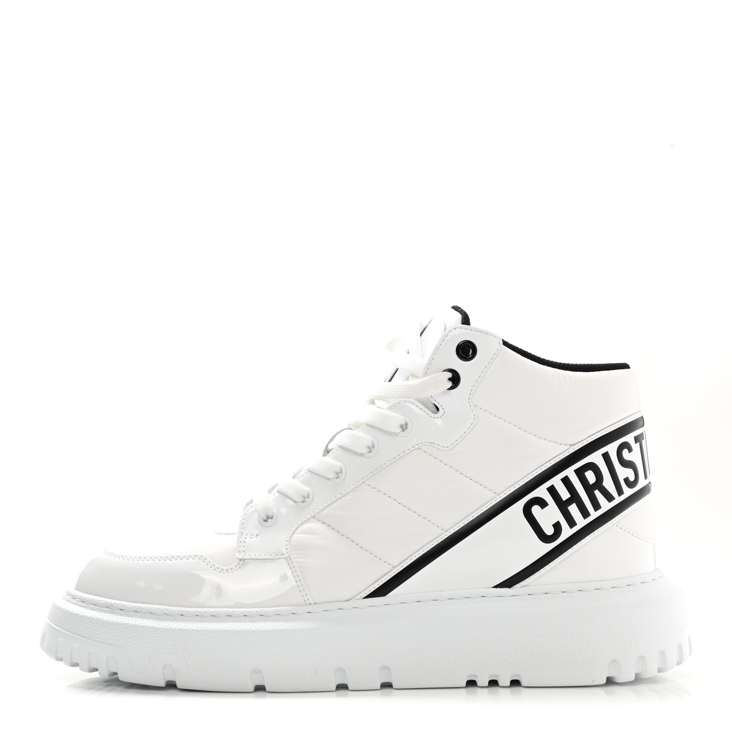 Christian Dior Nylon Fabric Womens D-Player High Top Sneakers 40.5 White Black 1 of 9