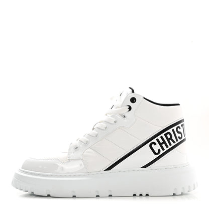 Christian Dior Nylon Fabric Womens D-Player High Top Sneakers 40.5 White Black 1 of 9