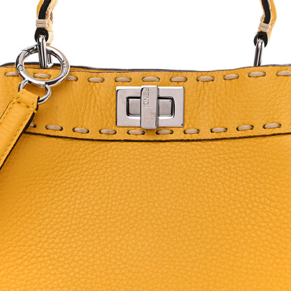 Fendi Vitello Granato Camoscio Selleria Macro Stitchings Mini Peekaboo Iconic Satchel Mimosa 9 of 11