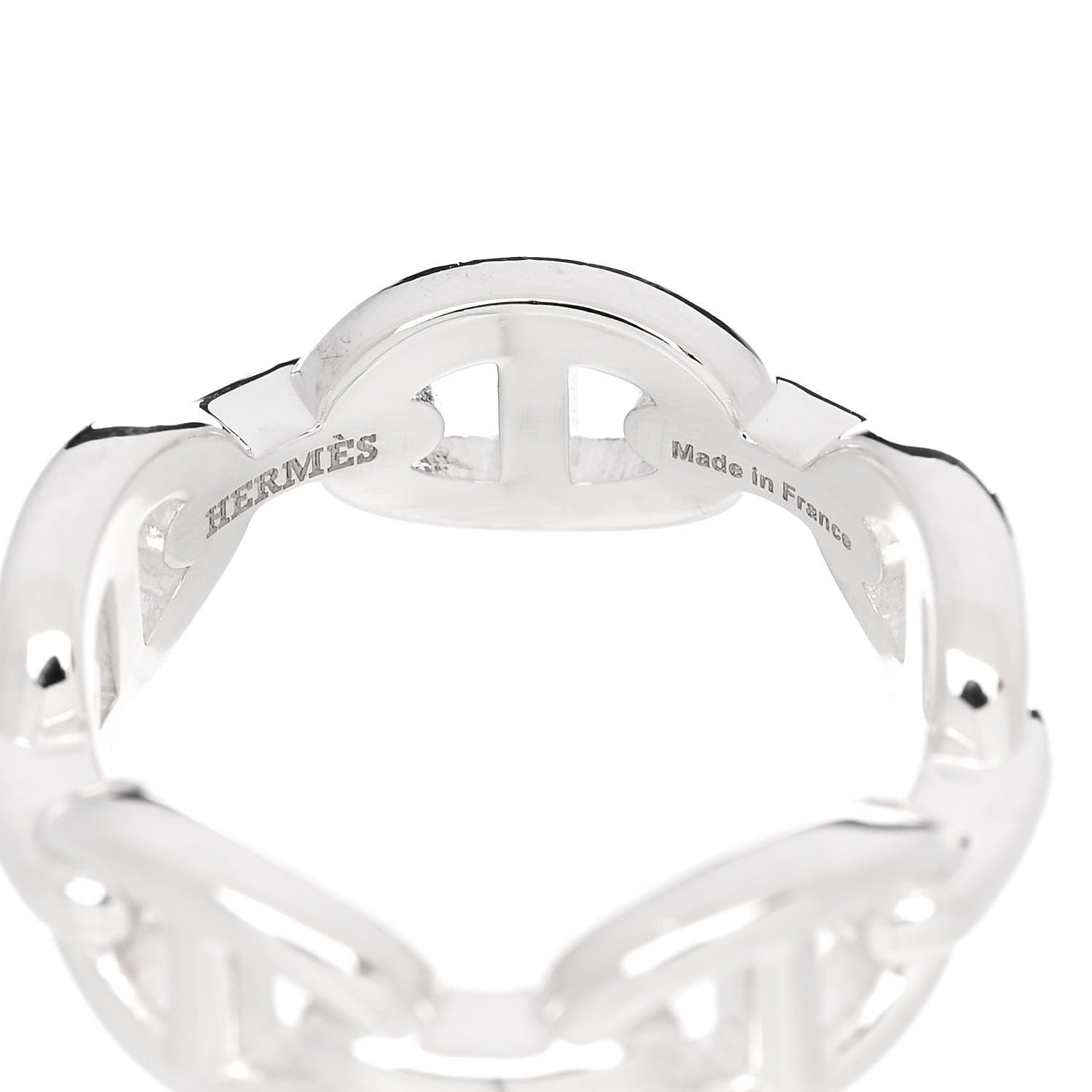 Hermes Sterling Silver PM Chaine d'Ancre Enchainee Band Ring 55 7.25 4 of 6