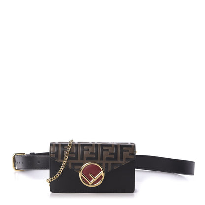 Fendi Vitello Liberty F is Fendi Bi-Color FF 1974 Embossed Envelope Belt Bag Maya Black 1 of 11
