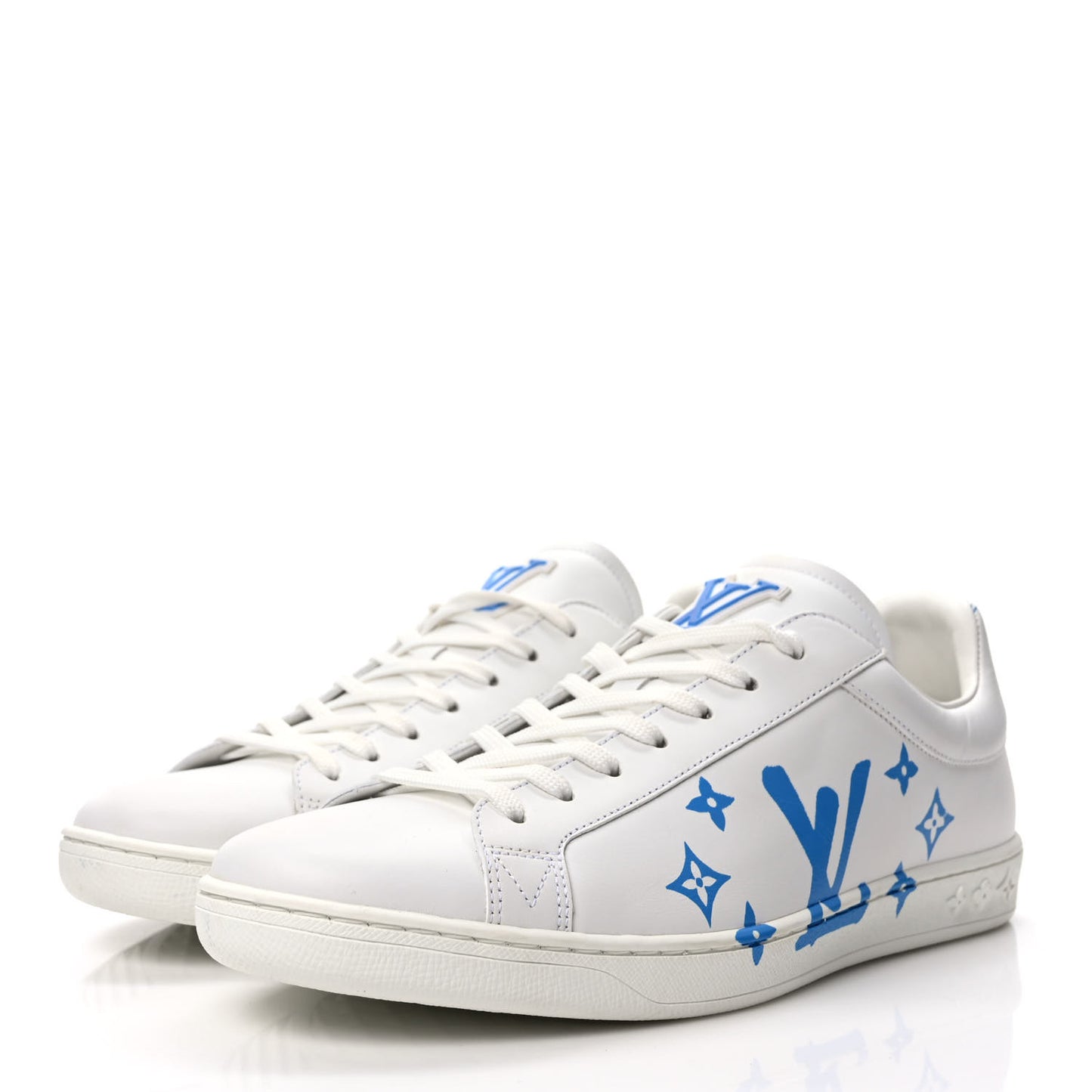 Calfskin Luxembourg Samothrace Mens Sneakers 8 White Blue