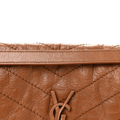 Saint Laurent Crinkled Calfskin Matelasse Monogram Medium Niki Chain Satchel Caramel 7 of 10