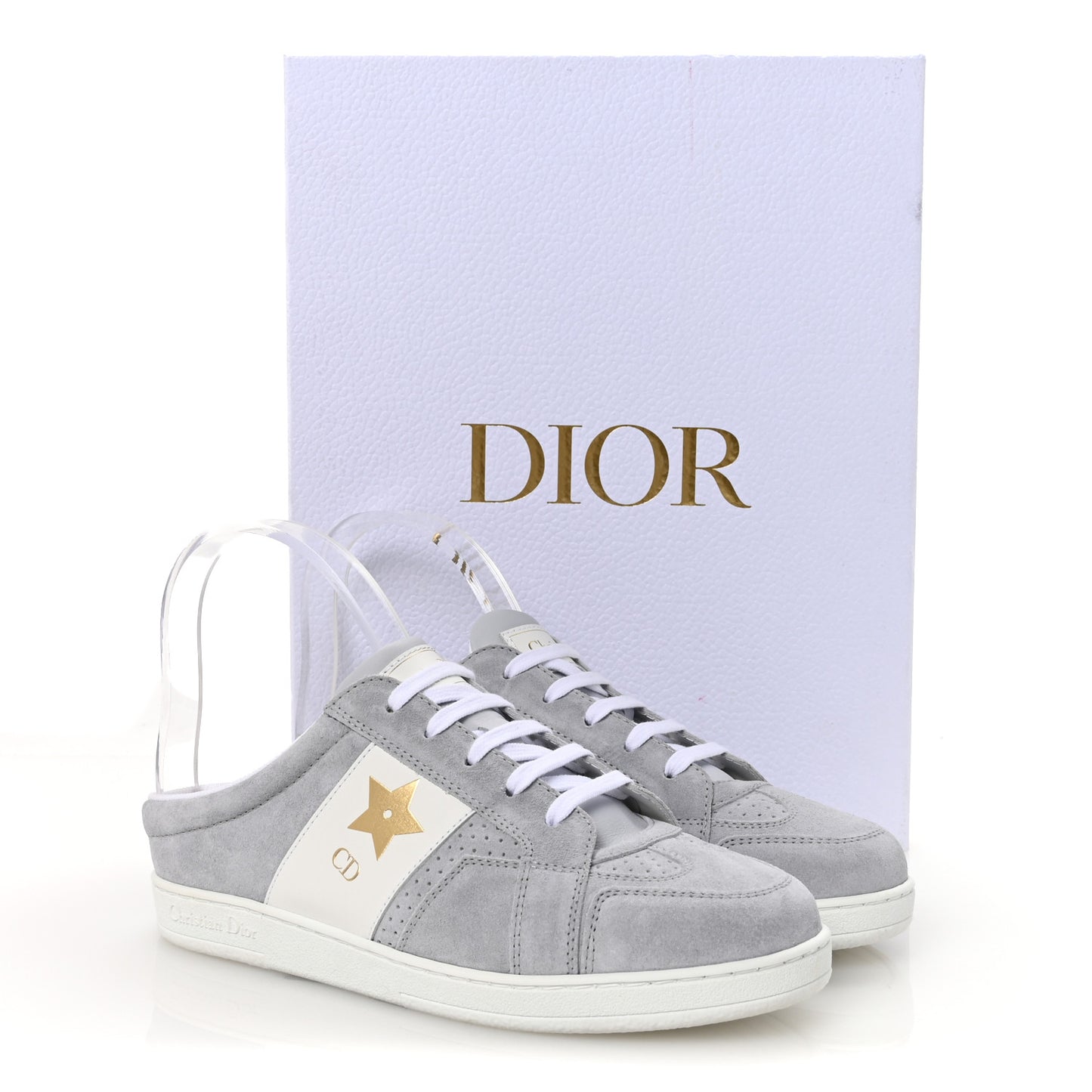 Calfskin Suede Dior Star Low Top Sneaker Mules 36 Azure Pale