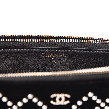 Chanel Velvet Pearl Small Clutch With Chain Black 8 of 13