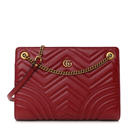 Gucci Azalea Calfskin Matelasse Heart Medium GG Marmont Slim Shoulder Bag Romantic Cerise 1 of 11