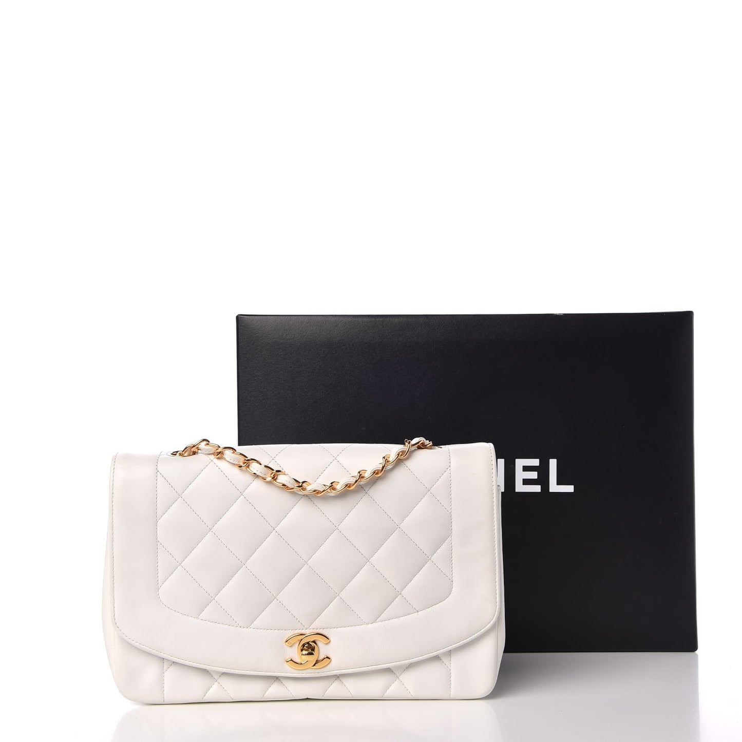Lambskin Quilted Medium Single Flap White