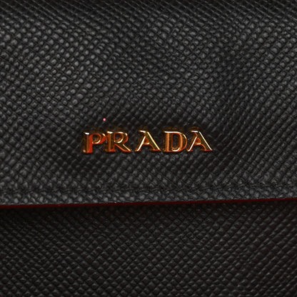Prada Saffiano Cuir Medium Double Bag Black Fuoco 6 of 10