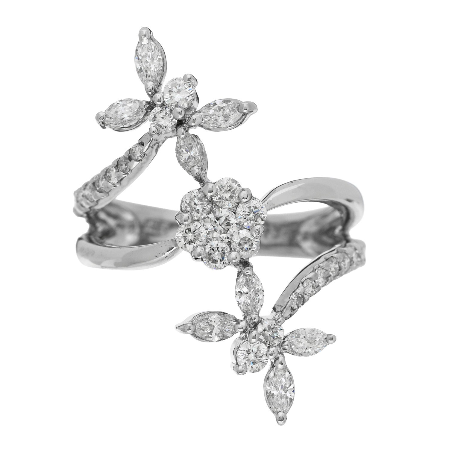 Parker & West by FASHIONPHILE 18K White Gold Diamond 1.35ctw Floral Butterfly Ring  56 7.5 1 of 10