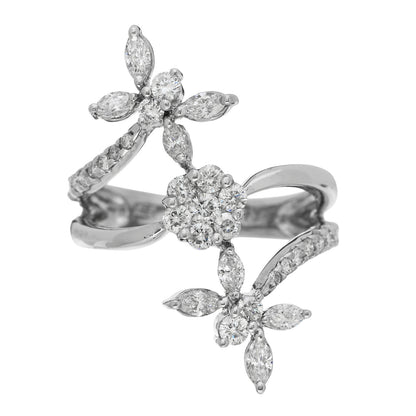 Parker & West by FASHIONPHILE 18K White Gold Diamond 1.35ctw Floral Butterfly Ring  56 7.5 1 of 10