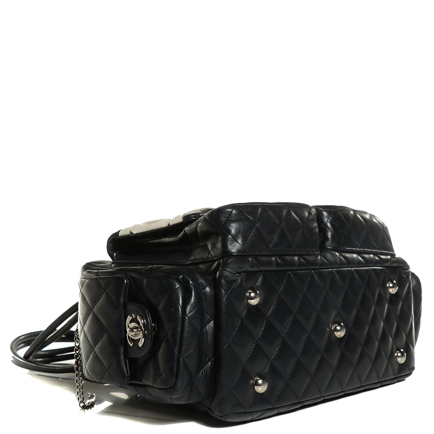 Chanel Calfskin Quilted Large Cambon Multipocket Reporter Black White 4 of 9
