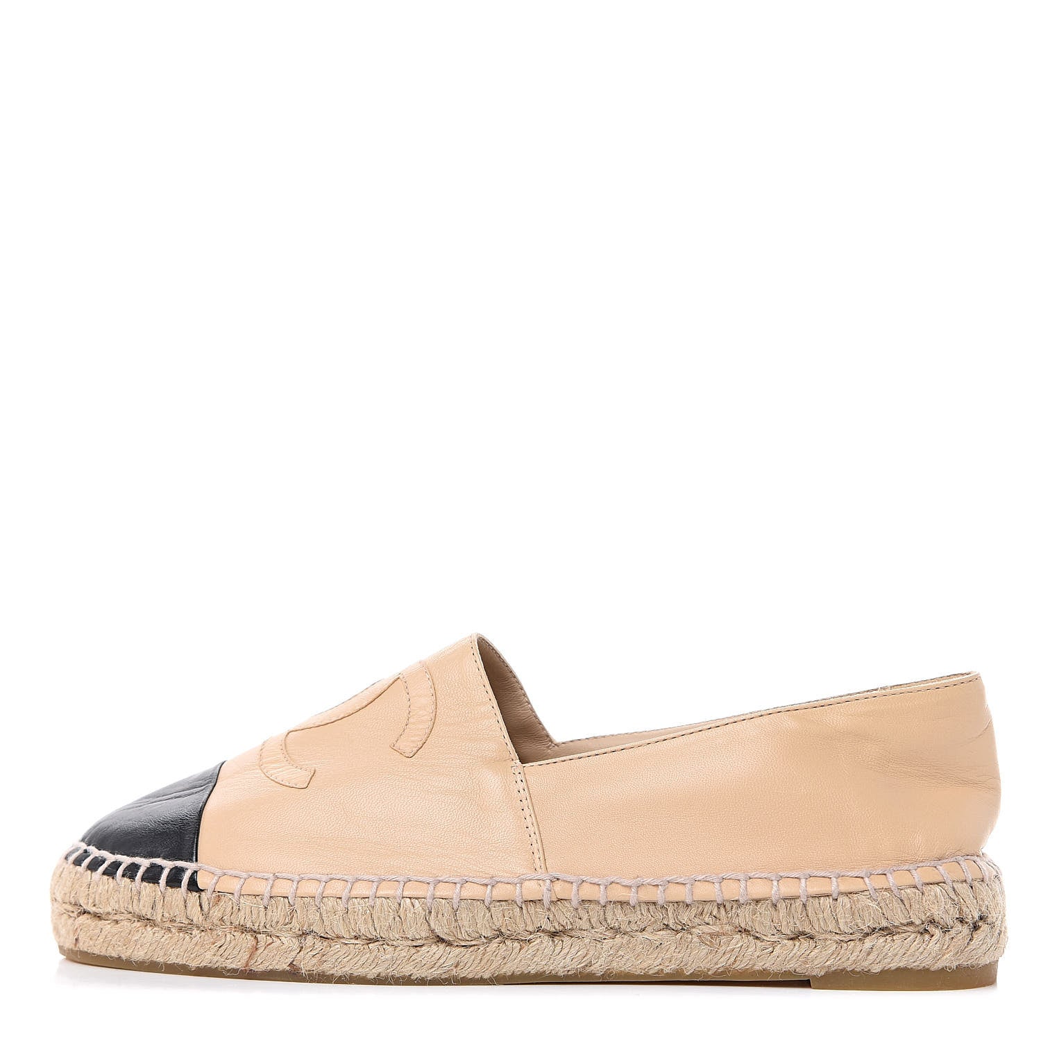 Chanel Lambskin CC Espadrilles 38 Beige Black 1 of 11