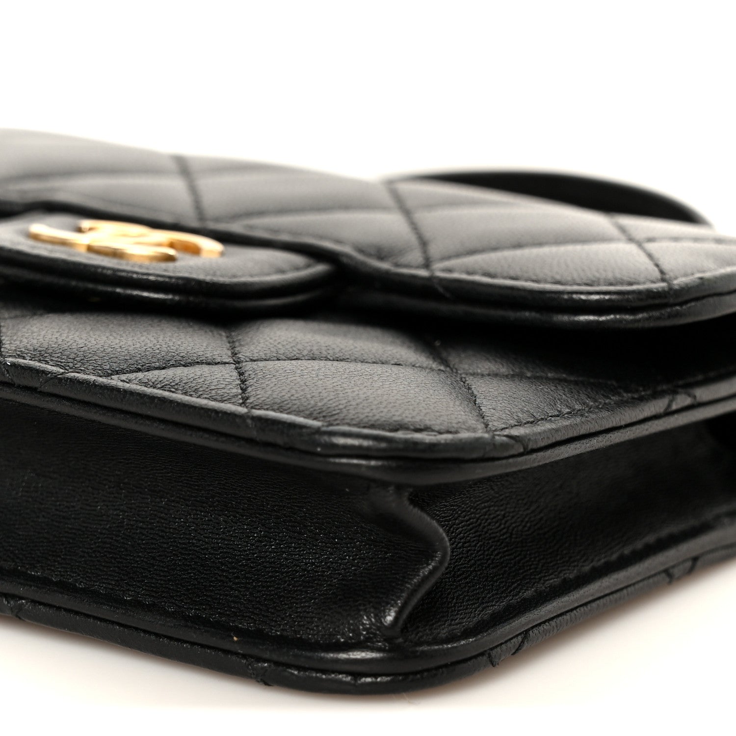 Chanel Lambskin Quilted Top Handle Flap Coin Purse With Chain Black 10 of 11