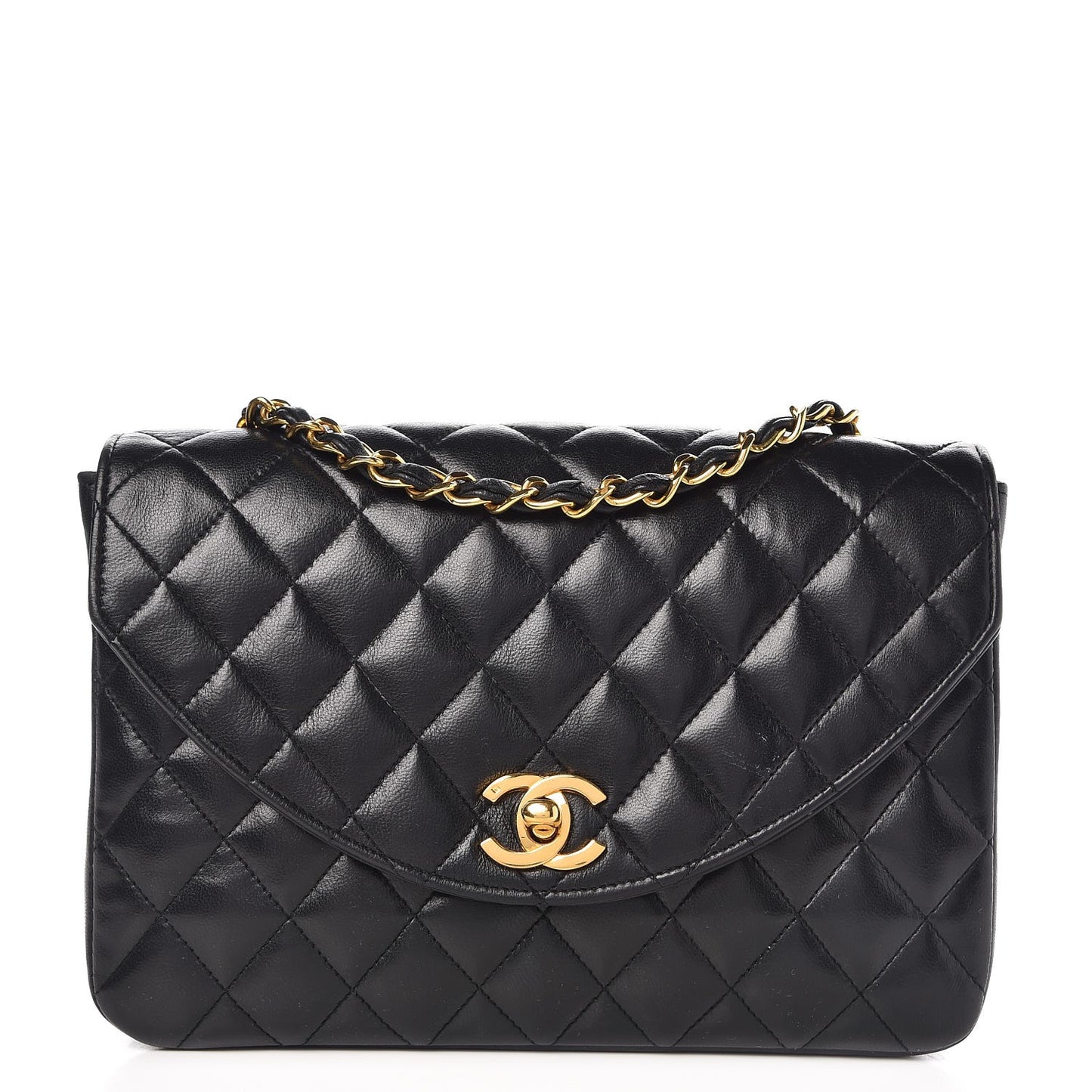 Lambskin Quilted Small Single Flap Black
