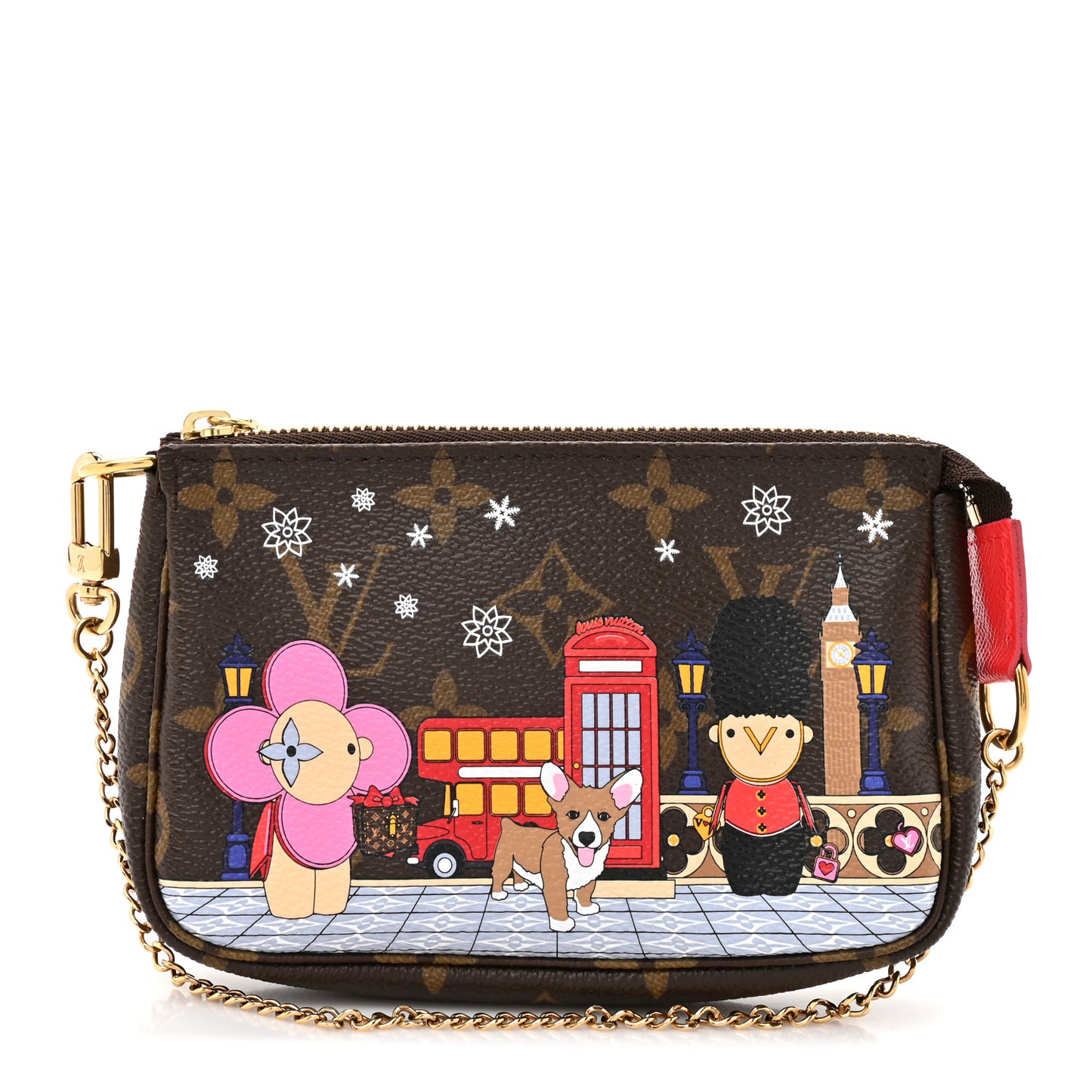 Monogram 2021 Christmas Animation London Mini Pochette Accessories Red