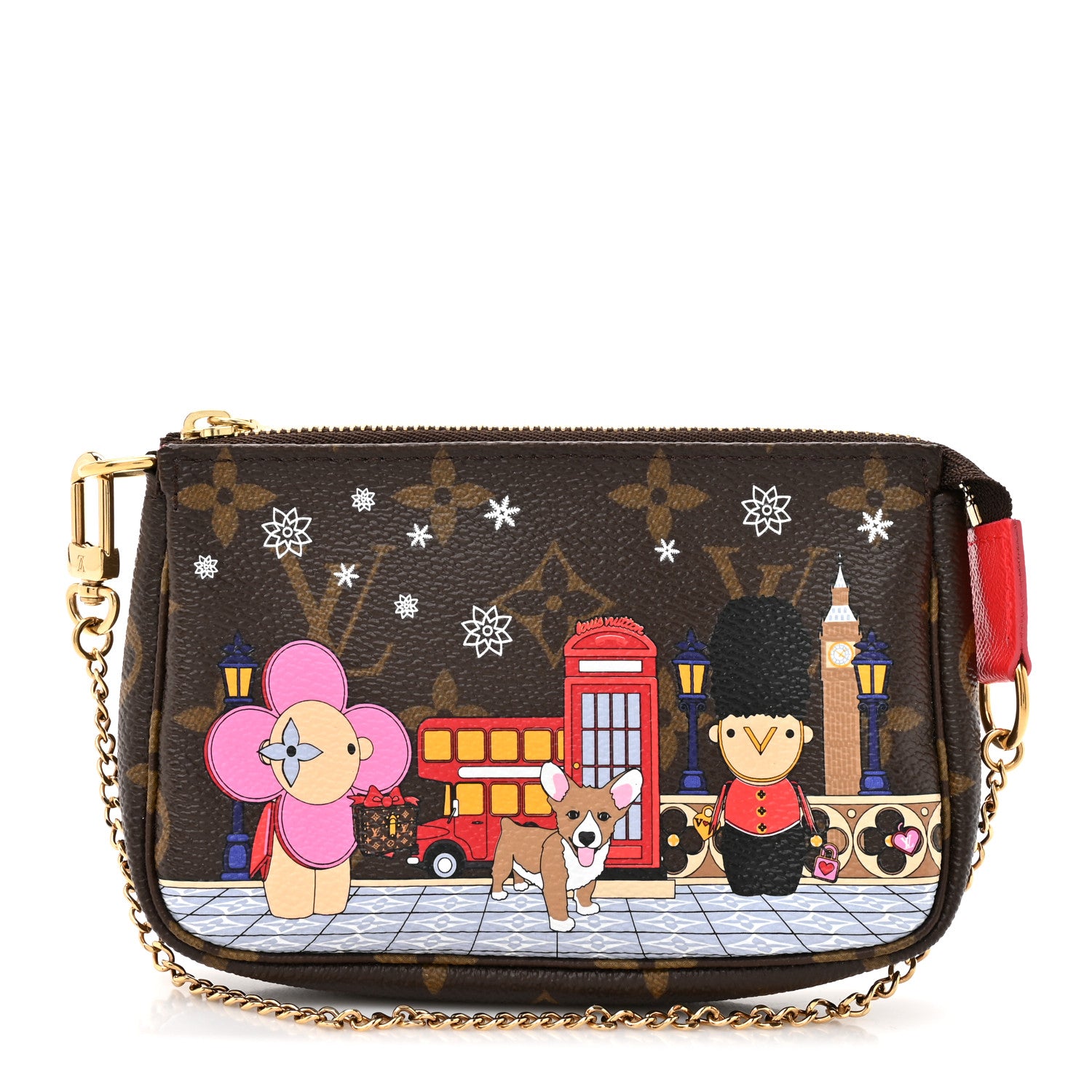 Louis Vuitton Monogram 2021 Christmas Animation London Mini Pochette Accessories Red 1 of 10